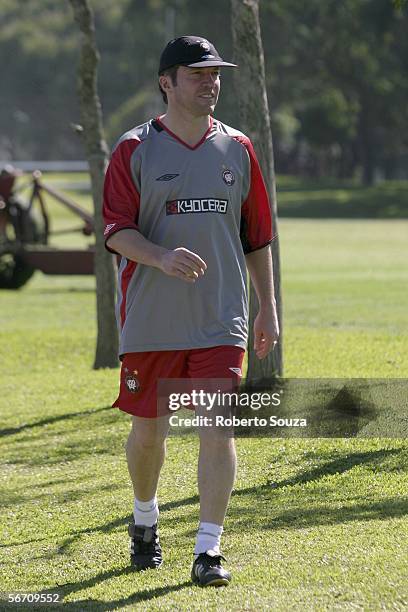 New coach Lothar Matthaeus of Germany looks on during the training session Atletico Paranaense on January 31, 2006 in Curitiba, Brazil.