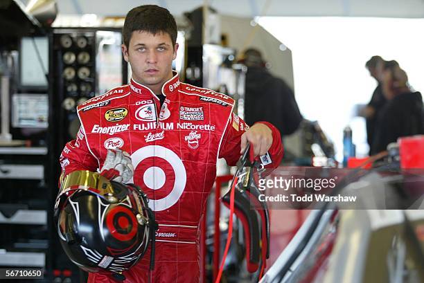 Reed Sorenson, driver of the Ganassi Racing Target Dodge Charger, attends the NASCAR Nextel Cup Series January Testing on January 31, 2006 at the Las...