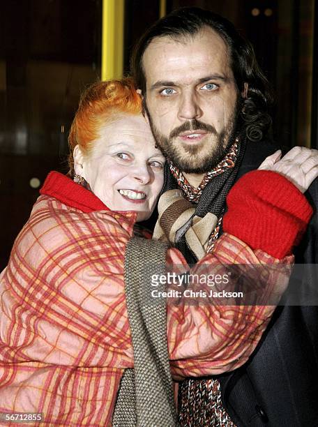 Designer Vivienne Westwood and her husband Andreas Kronthaler attend the private view for Anna Piaggi's new exhibition "Fashion-ology" at the...