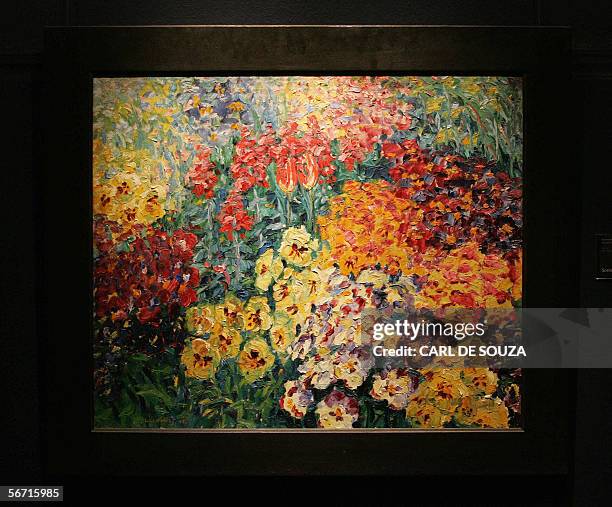 London, UNITED KINGDOM: A painting entitled Blumengarten by Emile Nold is seen at Sotheby's auction house, 01 February 2006. The painting is expected...