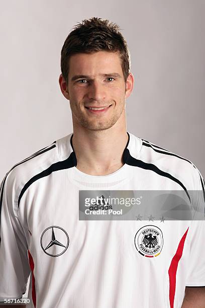 Arne Friedrich of Germany attends a photocall of the German National Football Team on January 31, 2006 in Duesseldorf, Germany.