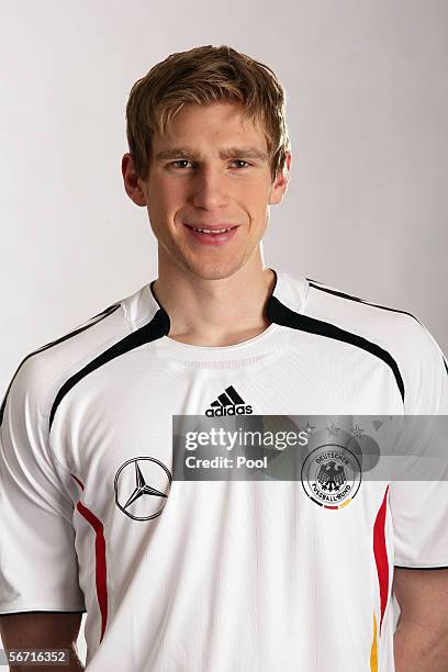 Per Mertesacker of Germany attends a photocall of the German National Football Team on January 31, 2006 in Duesseldorf, Germany.