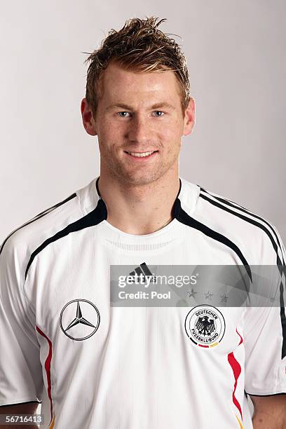 Lukas Sinkiewicz of Germany attends a photocall of the German National Football Team on January 31, 2006 in Duesseldorf, Germany.