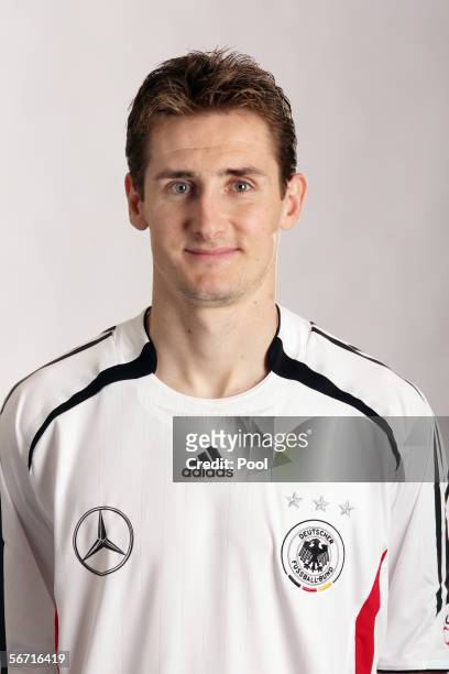 Miroslav Klose of Germany attends a photocall of the German National Football Team on January 31, 2006 in Duesseldorf, Germany.