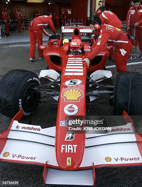 German Fast Driver Ferrari's German Formula one driver Michael Schumacher is wheeled out ...