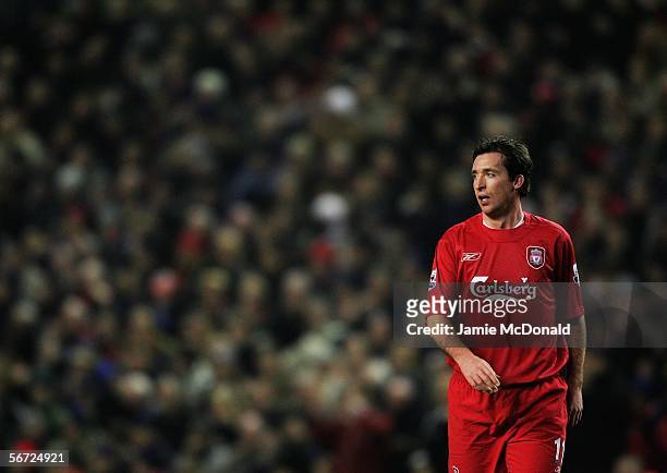 Robbie Fowler of Liverpool looks on during the Barclays Premiership match between Liverpool and Birmingham City at Anfield on February 1, 2006 in...
