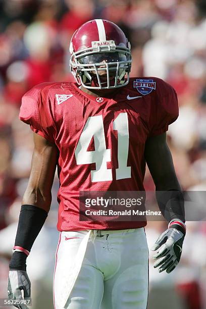 Safety Roman Harper of the Alabama Crimson Tide looks on against the Texas Tech Red Raiders during the AT&T Cotton Bowl on January 2, 2006 in Dallas,...