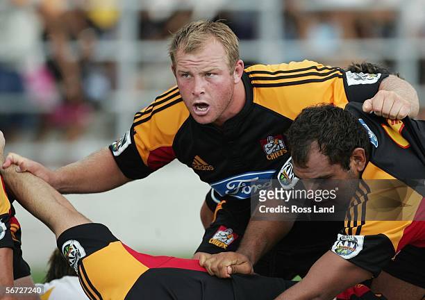 Chiefs Captain Tom Willis looks on during the Super 14 rugby pre-season match between the Hurricanes and the Chiefs at the International Stadium...
