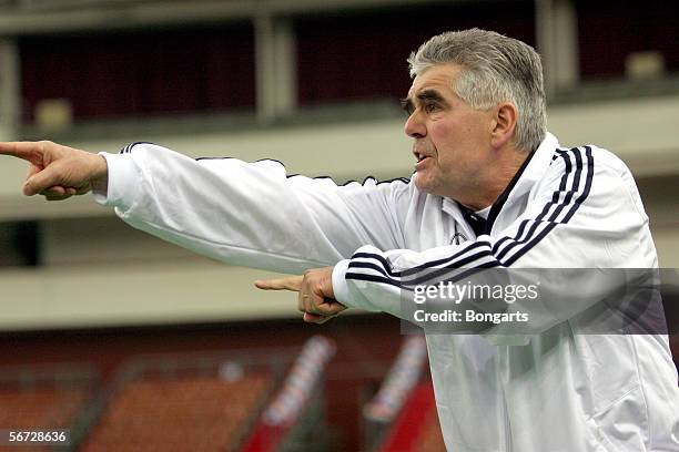 Frank Engel, Germany team coach, gives instructions during the men's Under 18 match between Germany and Ukraine at the International St. Petersburg...