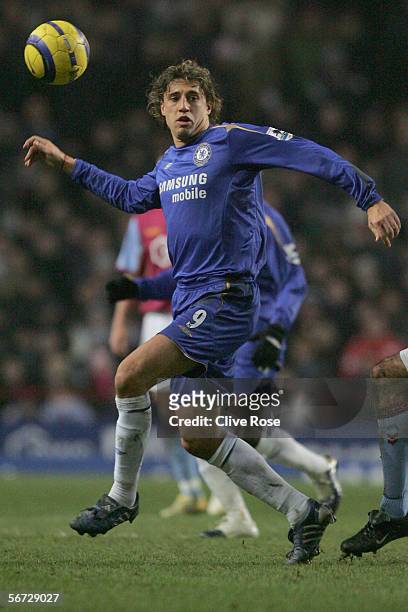Hernan Crespo of Chelsea in action during the Barclays Premiership match between Aston Villa and Chelsea at Villa Park on February 1, 2006 in...