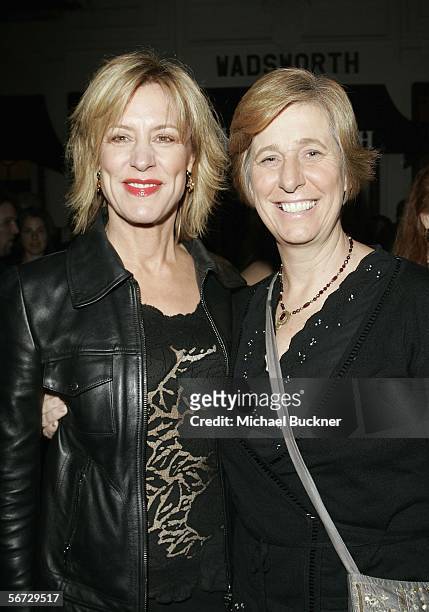 Actress Christine Lahti and political activist Cindy Sheehan arrive at the opening night of Eve Ensler's "The Good Body" at the Wadsworth Theatre on...