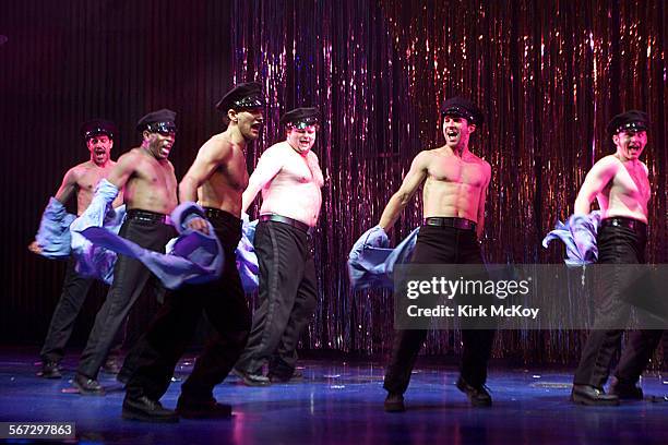 FullMonty14.KMThe main cast member Patrick Wilson leads the casst members in the final scene were they strip to the Full Monty.