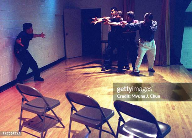 Students of Constelacion Teatral in Van Nuys, CA practice scenes during a recent training session. The theater group trains future Latino stars....