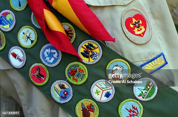 Eagle.johnson.2.0809.ASTUSTINAaron Johnson who was awarded the Boy Scout's highest honor, Eagle Scout, shows off his merit badge sash at his...