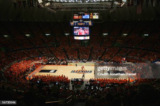 General view of play between the Illinois Fighting Illini and the Purdue Boilermakers on January 28, 2006 at the Assembly Hall at the University of...