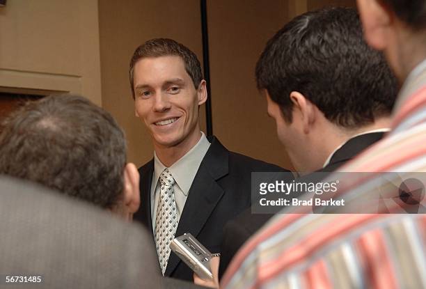 Orioles pitcher Kris Benson speaks to the press at the 26th Annual Thurman Munson Awards at the Marriott Marquis Hotel on January 31, 2006 in New...