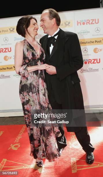 Actor Herbert Knaup and wife Christiane Lehrmann arrive for the Goldene Kamera Awards at the Axel Springer building February 2, 2006 in Berlin,...