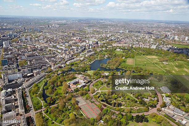 aerial view east of regent's park - regents park stock pictures, royalty-free photos & images