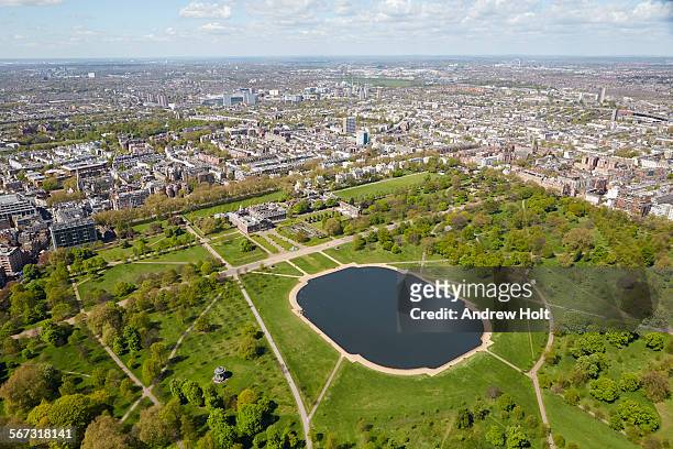 aerial view north-west of kensington palace - chelsea london stock-fotos und bilder