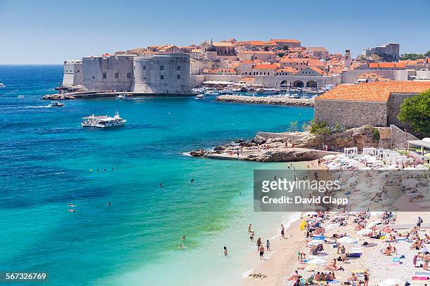 on the beach in dubrovnik, croatia - croatia stock pictures, royalty-free photos & images