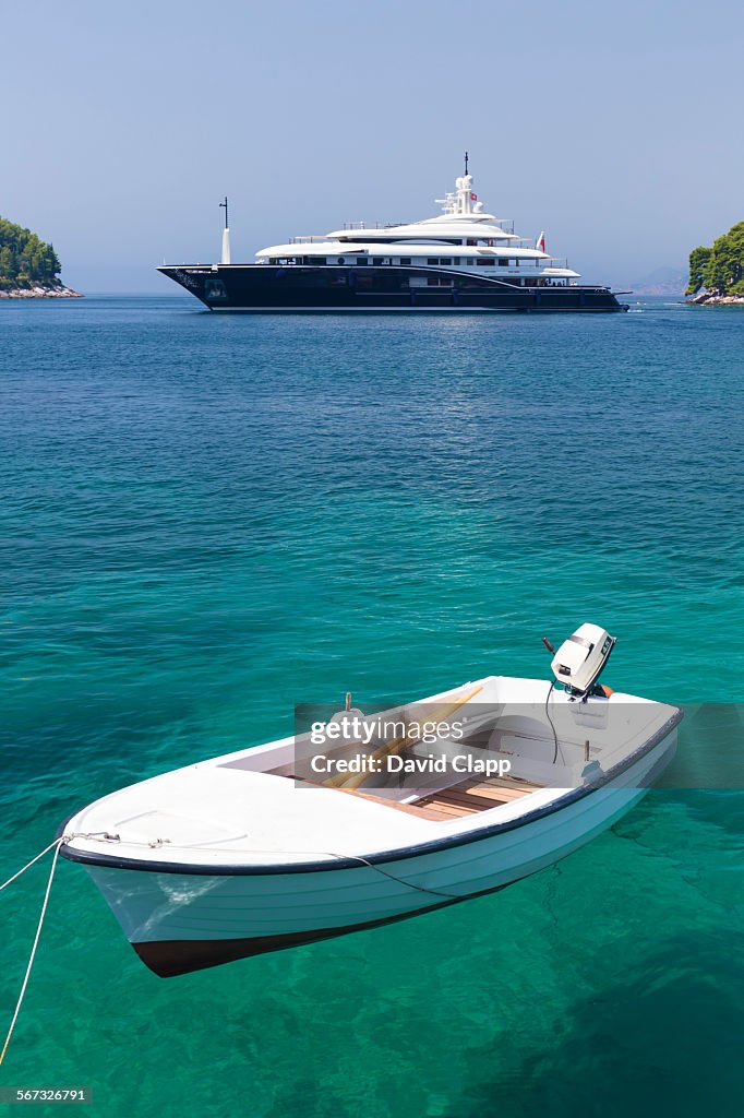 Dinghy and super cruiser, Cavtat, Croatia