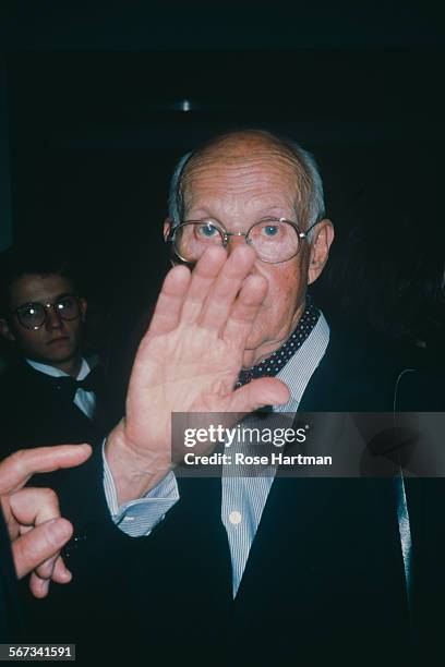 French photographer Henri Cartier-Bresson attends an exhibition opening at the Metropolitan Museum of Art, New York City, circa 2000.