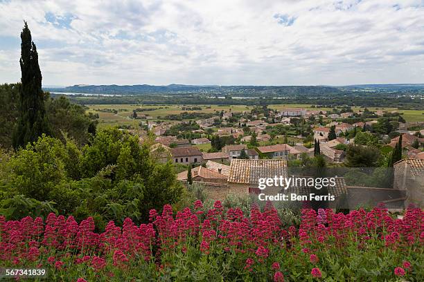 view of the rhone river valley - chateauneuf du pape stock pictures, royalty-free photos & images