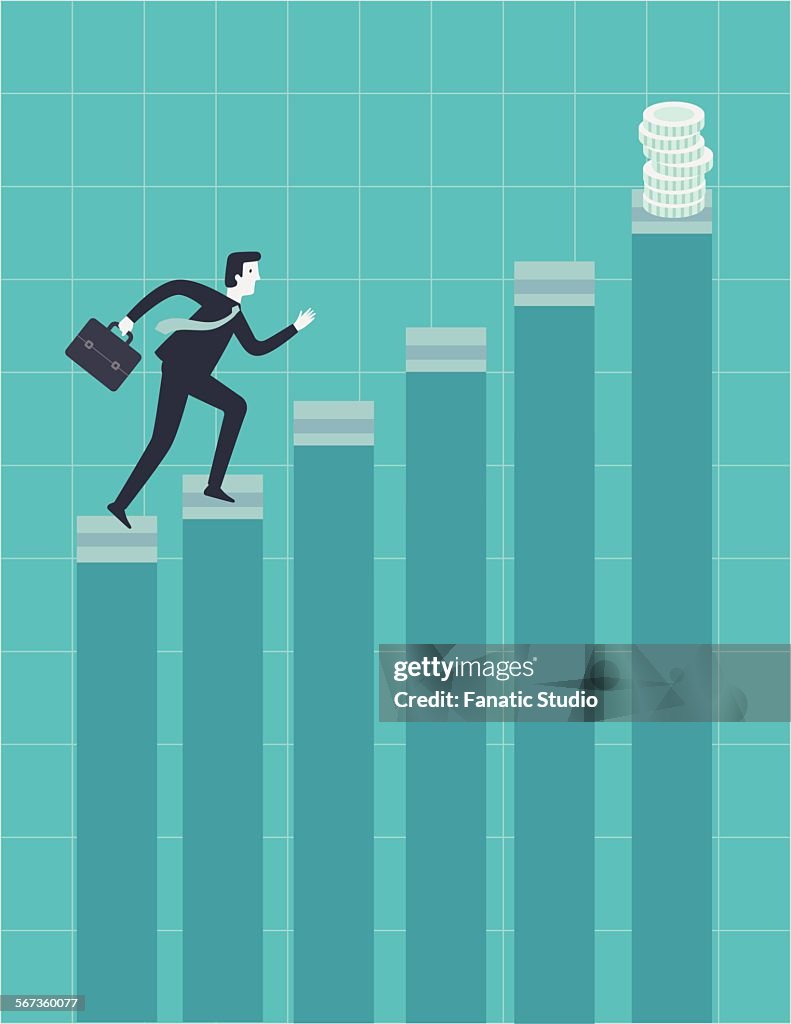 Ladder Incentivisation Businessman Moving Up The Ladder To Grab Incentives Of His Performance ...