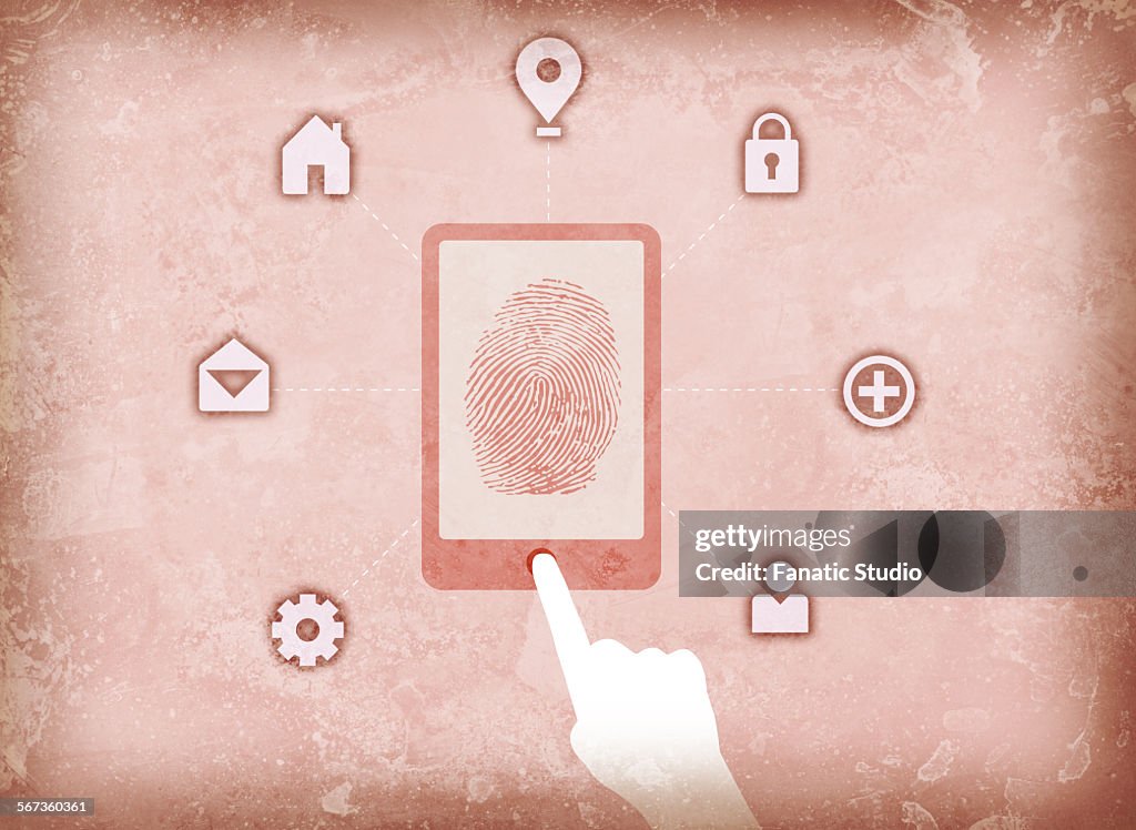Illustration image of user accessing fingerprint scanner