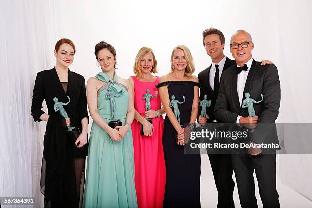 January 26, 2015 Winner of the best cast in a motion picture: "Birdman"-- Emma Stone, Andrea Riseborough, Amy Ryan, Naomi Watts, Edward Norton, and...