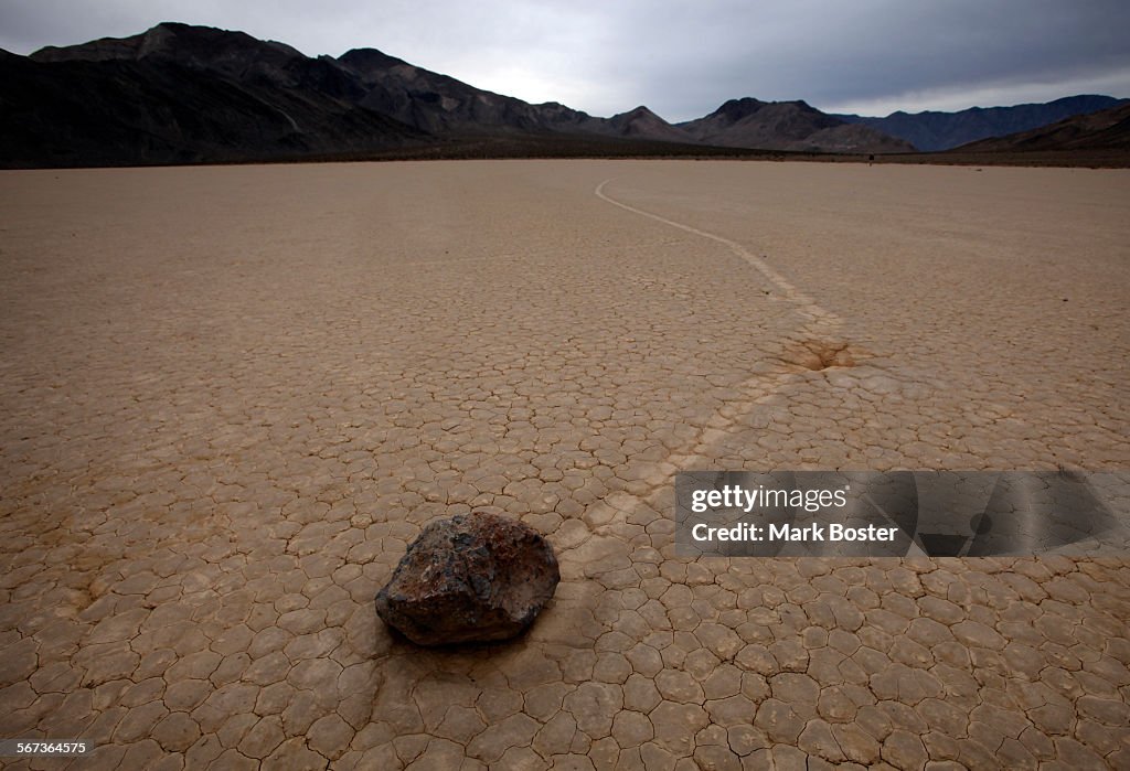 DEATH VALLEY, CA., DECEMBER 10, 2015: Even though the mystery of the moving rocks and their even mo