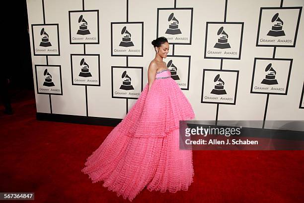 February 8, 2015 Rihanna during the arrivals at the 57th Annual GRAMMY Awards at STAPLES Center in Los Angeles, CA. Sunday, February 8, 2015.