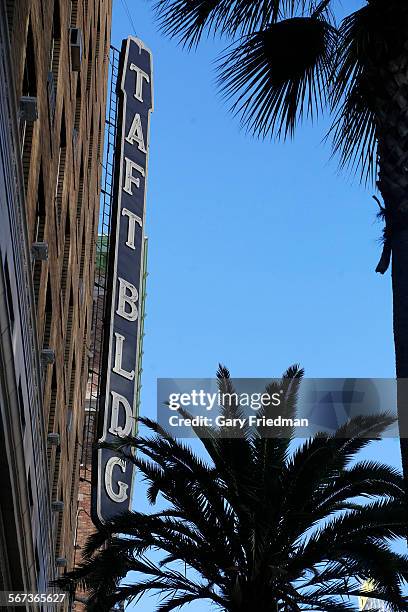 For years, the vertical Taft Building sign, was not working and completely dark at night, as seen on January 27, 2015 in the Hollywood area of Los...