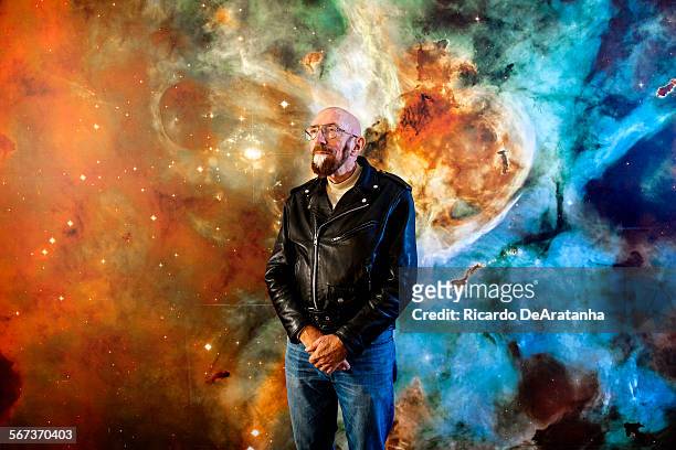 Astrophysicist Kip Thorne photograph in front of a stellar mural at California Institute of Technology, November 11 in the Cahill Center for...