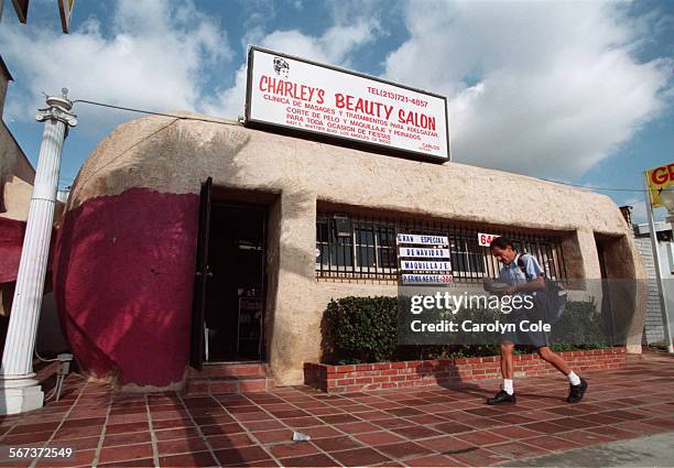 Charley's Beauty Salon, in the 6700 block of Whittier Blvd. In East L.A. Is shaped like a tamale.