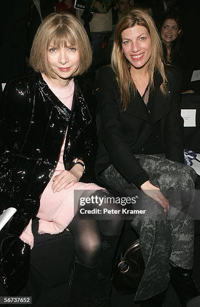 Vogue Magazine Editor in Chief Anna Wintour and editor Virginia Smith attend the Kenneth Cole Fall 2006 fashion show during Olympus Fashion Week at...