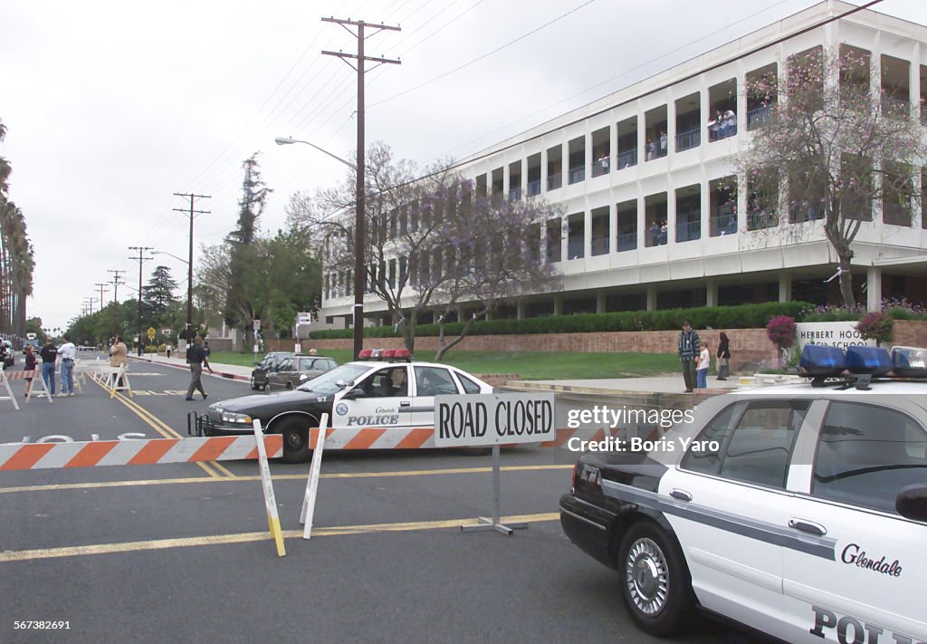 In what may be a vision of the future, Glenwood Road. in front of Hoover High School in Glendale was