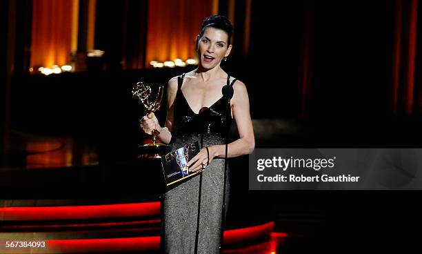 August 25, 2014: Julianna Margulies won Best Actress in a Drama Series during the show at the 66th Annual Primetime Emmy Awards at Nokia Theatre L.A....