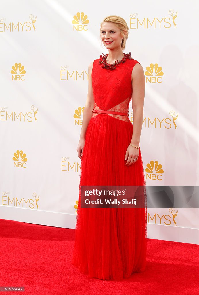 LOS ANGELES,  CA.,  August 25, 2014:     Claire Danes          arriving at the 66th Annual Primetime