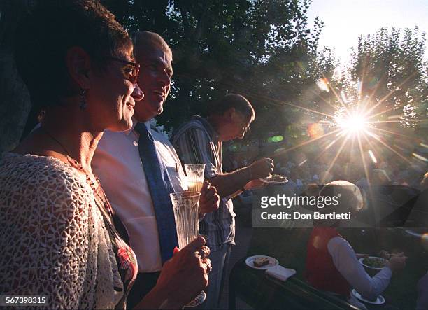 Blues.Champagne.DB.7/31/97. Carolyn Johnson and Lee Scheide, both from Newport Beach, enjoy the ambiance at the Hot Blues On A Cool Summer Night...