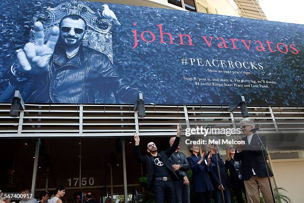 Left to right-Legendary music icon Ringo Starr celebrates his 74th birthday with designer John Varvatos, his sister-in-law Majorie Bach,...