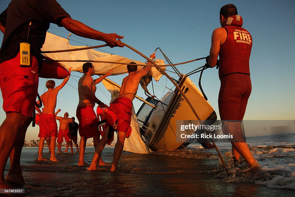 LONG BEACH, CA. -- SUNDAY, JULY 6, 2014 --  Lifeguards and members of the Long Beach Fire Department