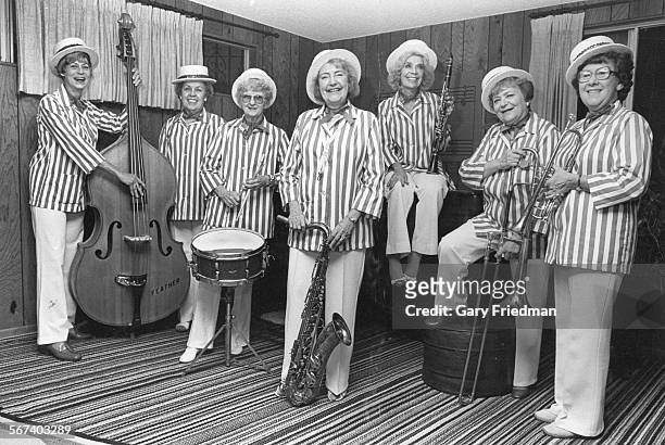 Staff file photo of the Dixie Belles. From left: Feather Johnston, bass, Georgia Shilling, piano, Jerrie Thill, drums, Peggy Gilbert, sax and leader,...