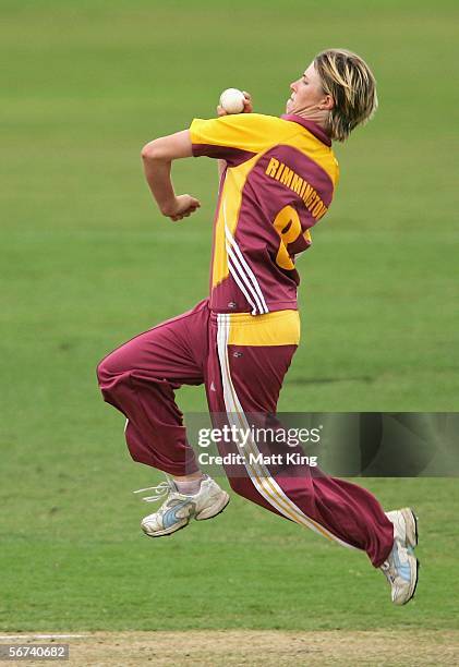 Rikki-Lee Rimington of the Fire bowls during the 2nd Final between the New South Wales Breakers and the Queensland Fire at North Sydney Oval February...