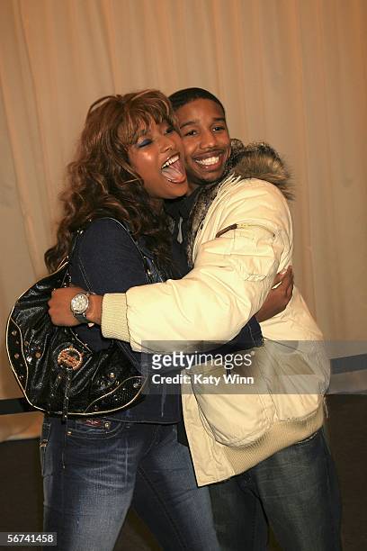 Model Toccara and actor Michael B. Jordan attend Olympus Fashion Week Fall 2006 at Bryant Park February 03, 2006 in New York City.