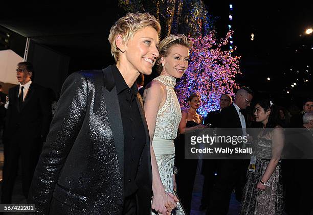 March 2, 2014 Ellen DeGeneres and Portia deRossi arrive at the Governors Ball at the 86th Annual Academy Awards on Sunday, March 2, 2014 at the Dolby...