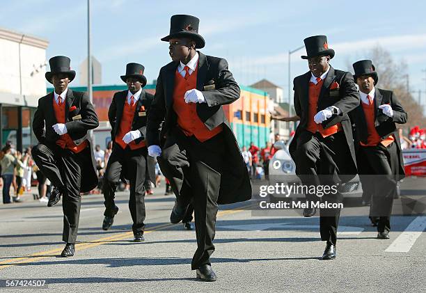 Professional Pallbearers from Boyd Funeral Home in Los Angeles perform during the 29th Annual Martin Luther King Jr. "Kingdom Day Parade" on Martin...