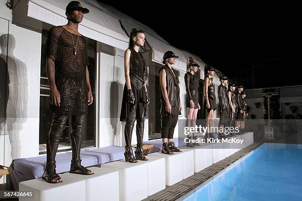 Skingraft presents its Spring 2013 collection at teh Mondrian Hotel in Hollywood.