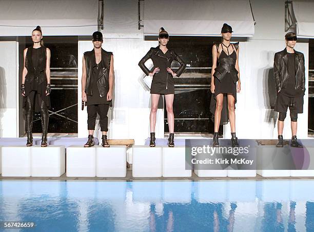 Skingraft presents its Spring 2013 collection at teh Mondrian Hotel in Hollywood.