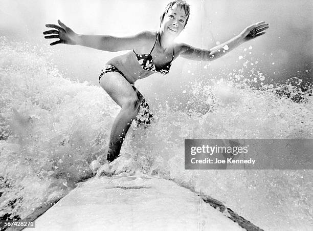 File photo of fivetimes world surfing champion Linda Benson at Hermosa Beach.